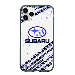 Чехол iPhone 11 Pro матовый SUBARU, цвет: 3D-темно-зеленый