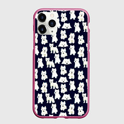 Чехол iPhone 11 Pro матовый Собаки Пушистики, цвет: 3D-малиновый