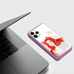 Чехол iPhone 11 Pro матовый Девушка-лиса, цвет: 3D-фиолетовый — фото 2