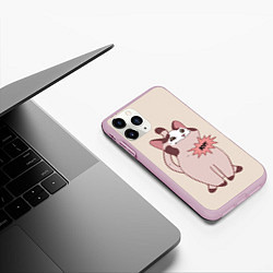 Чехол iPhone 11 Pro матовый Pop Cat, цвет: 3D-розовый — фото 2