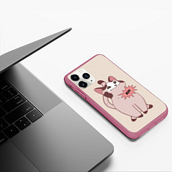 Чехол iPhone 11 Pro матовый Pop Cat, цвет: 3D-малиновый — фото 2