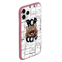 Чехол iPhone 11 Pro матовый Pop Cat, цвет: 3D-малиновый — фото 2