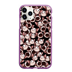 Чехол iPhone 11 Pro матовый Popping cats, цвет: 3D-фиолетовый