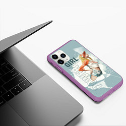 Чехол iPhone 11 Pro матовый Girl Power, цвет: 3D-фиолетовый — фото 2