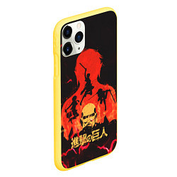 Чехол iPhone 11 Pro матовый Attack on titan Атака титан, цвет: 3D-желтый — фото 2