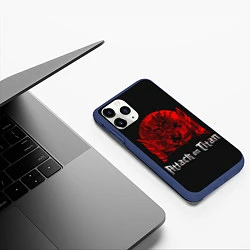 Чехол iPhone 11 Pro матовый Атака титанов, цвет: 3D-тёмно-синий — фото 2