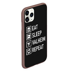 Чехол iPhone 11 Pro матовый EatSleepValheimRepeat, цвет: 3D-коричневый — фото 2