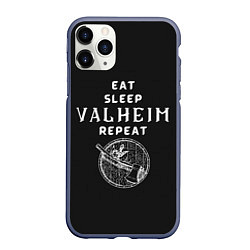 Чехол iPhone 11 Pro матовый Eat Sleep Valheim Repeat, цвет: 3D-серый