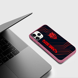 Чехол iPhone 11 Pro матовый CYBERPUNK 2077 samurai, цвет: 3D-малиновый — фото 2