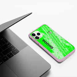 Чехол iPhone 11 Pro матовый SKODA, цвет: 3D-розовый — фото 2