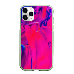 Чехол iPhone 11 Pro матовый Фон Pink and blue, цвет: 3D-салатовый