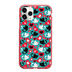 Чехол iPhone 11 Pro матовый Kitty Любовь, цвет: 3D-красный