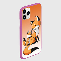 Чехол iPhone 11 Pro матовый Лис и лисенок, цвет: 3D-фиолетовый — фото 2