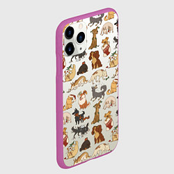 Чехол iPhone 11 Pro матовый Узор песики собачки гав, цвет: 3D-фиолетовый — фото 2