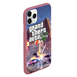 Чехол iPhone 11 Pro матовый ЭКШЕН Grand Theft Auto V, цвет: 3D-малиновый — фото 2