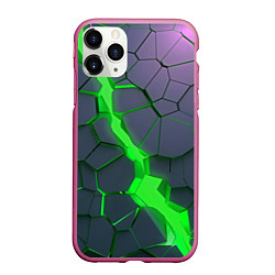 Чехол iPhone 11 Pro матовый ЗЕЛЕНЫЙ РАЗЛОМ 3Д РАЗЛОМ, цвет: 3D-малиновый