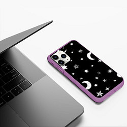Чехол iPhone 11 Pro матовый Звездное небо, цвет: 3D-фиолетовый — фото 2
