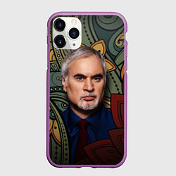 Чехол iPhone 11 Pro матовый Меладзе Цветы Мандала, цвет: 3D-фиолетовый