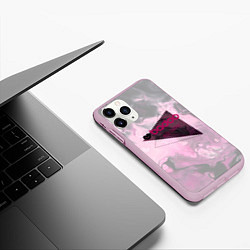 Чехол iPhone 11 Pro матовый Badoo Баду Ищу парня, цвет: 3D-розовый — фото 2