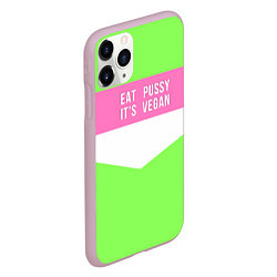 Чехол iPhone 11 Pro матовый Eat pussy Its vegan, цвет: 3D-розовый — фото 2