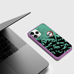 Чехол iPhone 11 Pro матовый DEMON SLAYER KIMETSU NO YAIBA, цвет: 3D-фиолетовый — фото 2