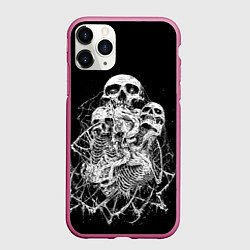 Чехол iPhone 11 Pro матовый ЧЕРЕПА, цвет: 3D-малиновый
