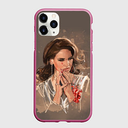 Чехол iPhone 11 Pro матовый Lana del rey, цвет: 3D-малиновый