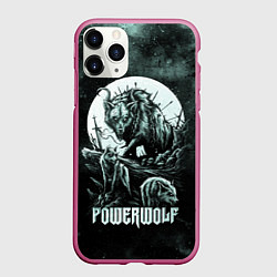 Чехол iPhone 11 Pro матовый Powerwolf, цвет: 3D-малиновый