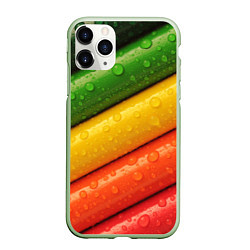 Чехол iPhone 11 Pro матовый Цветные линии, цвет: 3D-салатовый