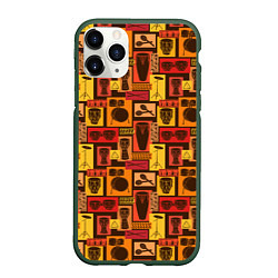 Чехол iPhone 11 Pro матовый Ударные Инструменты, цвет: 3D-темно-зеленый