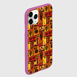 Чехол iPhone 11 Pro матовый Ударные Инструменты, цвет: 3D-фиолетовый — фото 2