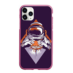 Чехол iPhone 11 Pro матовый Космонавт ест бургер