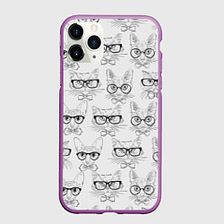 Чехол iPhone 11 Pro матовый Кошки в очках, цвет: 3D-фиолетовый