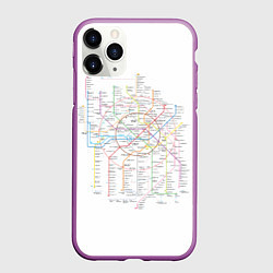 Чехол iPhone 11 Pro матовый Схема метро, МЦК, МЦД 2021, цвет: 3D-фиолетовый