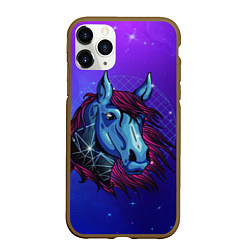 Чехол iPhone 11 Pro матовый Retrowave Neon Horse, цвет: 3D-коричневый