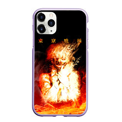 Чехол iPhone 11 Pro матовый Огненый Канеки Кен, цвет: 3D-светло-сиреневый