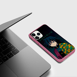 Чехол iPhone 11 Pro матовый Гию Томиока Kimetsu no Yaiba, цвет: 3D-малиновый — фото 2