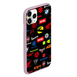 Чехол iPhone 11 Pro матовый Motorcycle pattern Мото паттерн Z, цвет: 3D-розовый — фото 2