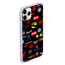 Чехол iPhone 11 Pro матовый Motorcycle pattern Мото паттерн Z, цвет: 3D-светло-сиреневый — фото 2