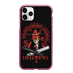 Чехол iPhone 11 Pro матовый Hellsing, цвет: 3D-малиновый