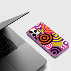 Чехол iPhone 11 Pro матовый Аннотация разноцветных кругов, цвет: 3D-фиолетовый — фото 2