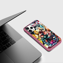 Чехол iPhone 11 Pro матовый КЛИНОК РАССЕКАЮЩИЙ ДЕМОНОВ ПЕРСОНАЖИ, цвет: 3D-малиновый — фото 2