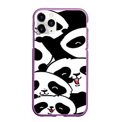 Чехол iPhone 11 Pro матовый Панды, цвет: 3D-фиолетовый