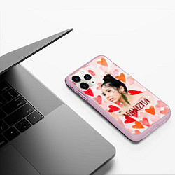 Чехол iPhone 11 Pro матовый Manizha на фоне сердечек, цвет: 3D-розовый — фото 2