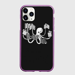 Чехол iPhone 11 Pro матовый Octopus Book, цвет: 3D-фиолетовый