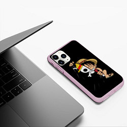 Чехол iPhone 11 Pro матовый ONE PIECE ЛУФФИ ЧЕРЕП СИМВОЛ, цвет: 3D-розовый — фото 2