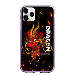 Чехол iPhone 11 Pro матовый Dragon Огненный дракон, цвет: 3D-светло-сиреневый