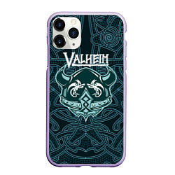 Чехол iPhone 11 Pro матовый Valheim шлем с рогами, цвет: 3D-светло-сиреневый