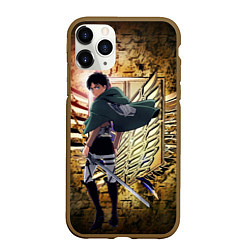 Чехол iPhone 11 Pro матовый Грозный солдат Эрен, цвет: 3D-коричневый