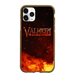 Чехол iPhone 11 Pro матовый Valheim огненный лого, цвет: 3D-коричневый